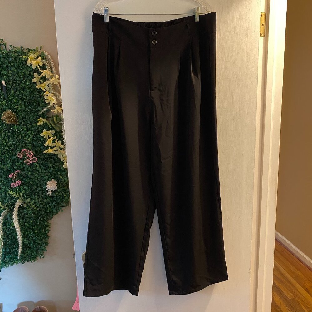 Wide-Leg Black Women's Pants - Classic Pull-On Style